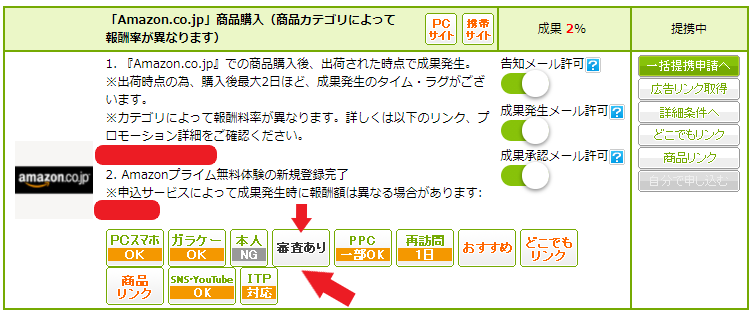 アフィリエイトの広告リンク取得の例_Amazon