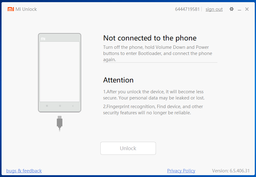 Not connected to the phone, Attention