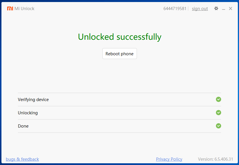 Unlocked successfully