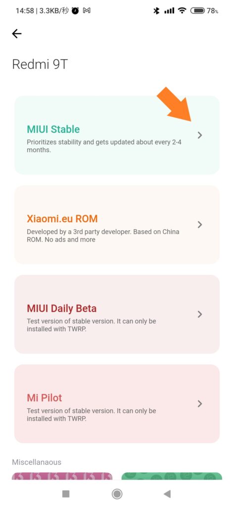 MIUI Downloader, touch "MIUI Stable"
