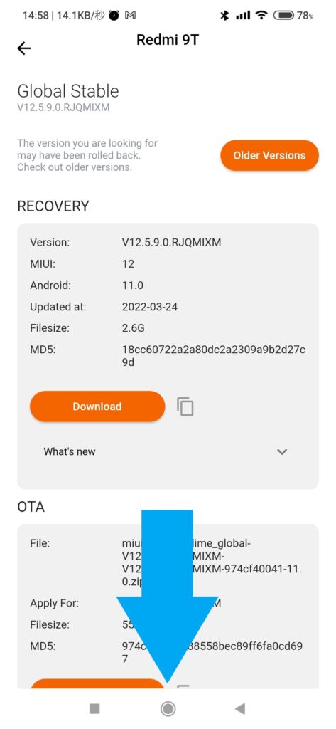 MIUI Downloader, Scroll down.